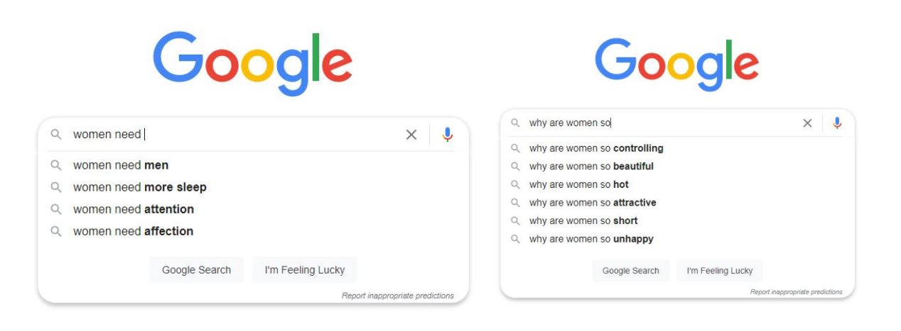 Google Search autocomplete reveals sexism