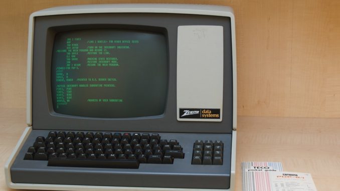 1970s computer sits on desk